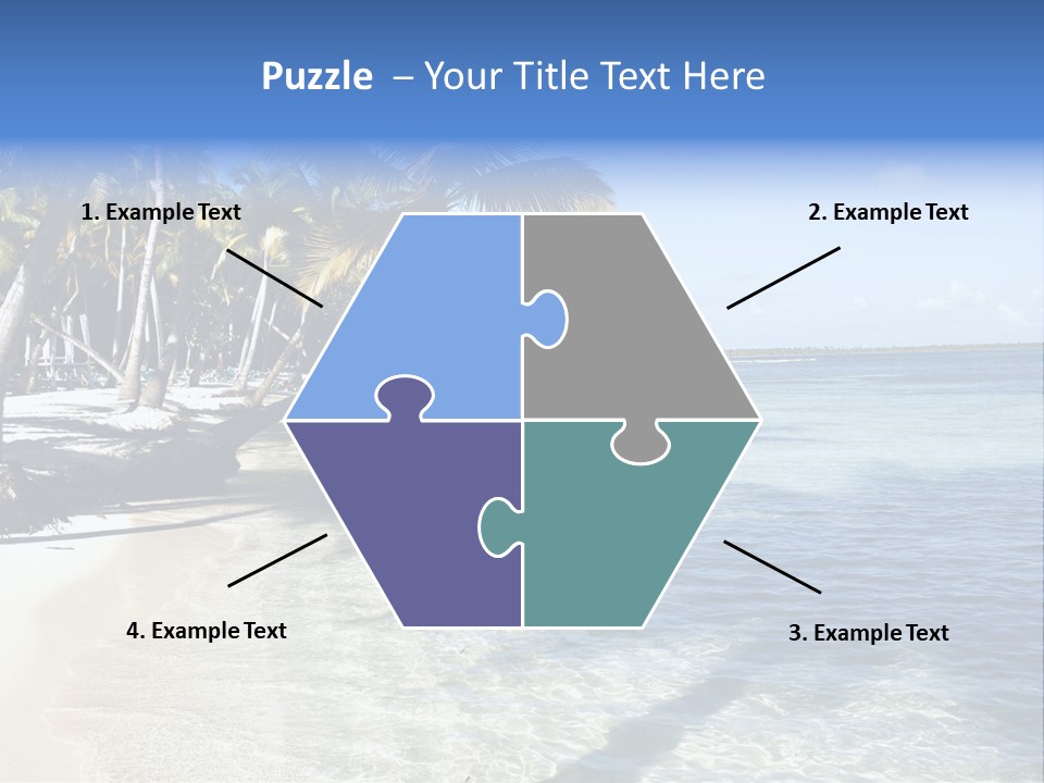 A Sandy Beach With Palm Trees And Water PowerPoint Template