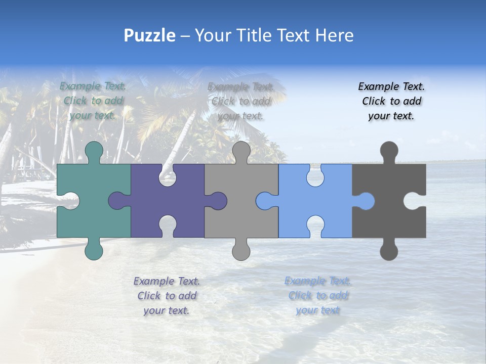 A Sandy Beach With Palm Trees And Water PowerPoint Template