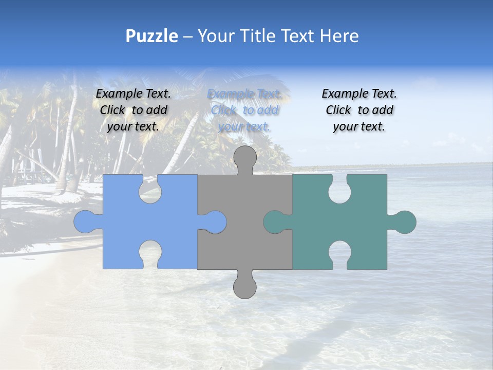 A Sandy Beach With Palm Trees And Water PowerPoint Template