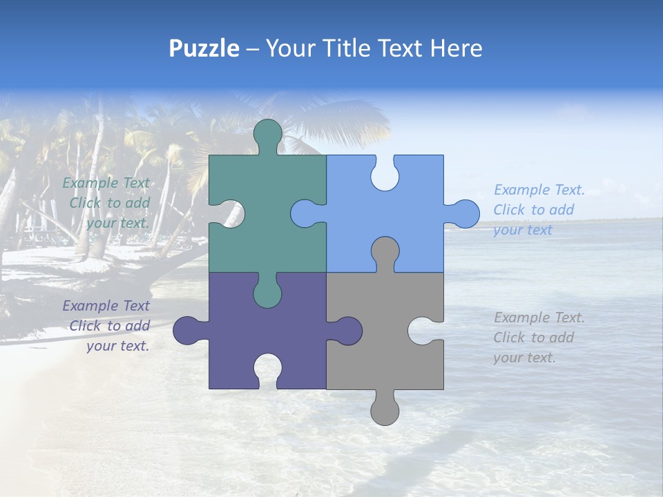 A Sandy Beach With Palm Trees And Water PowerPoint Template