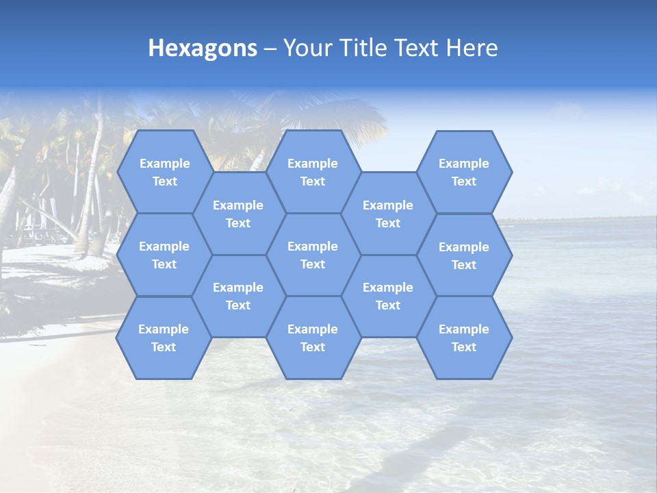 A Sandy Beach With Palm Trees And Water PowerPoint Template