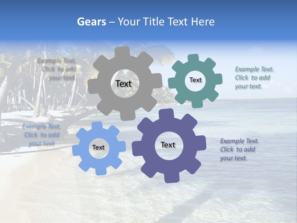 A Sandy Beach With Palm Trees And Water PowerPoint Template