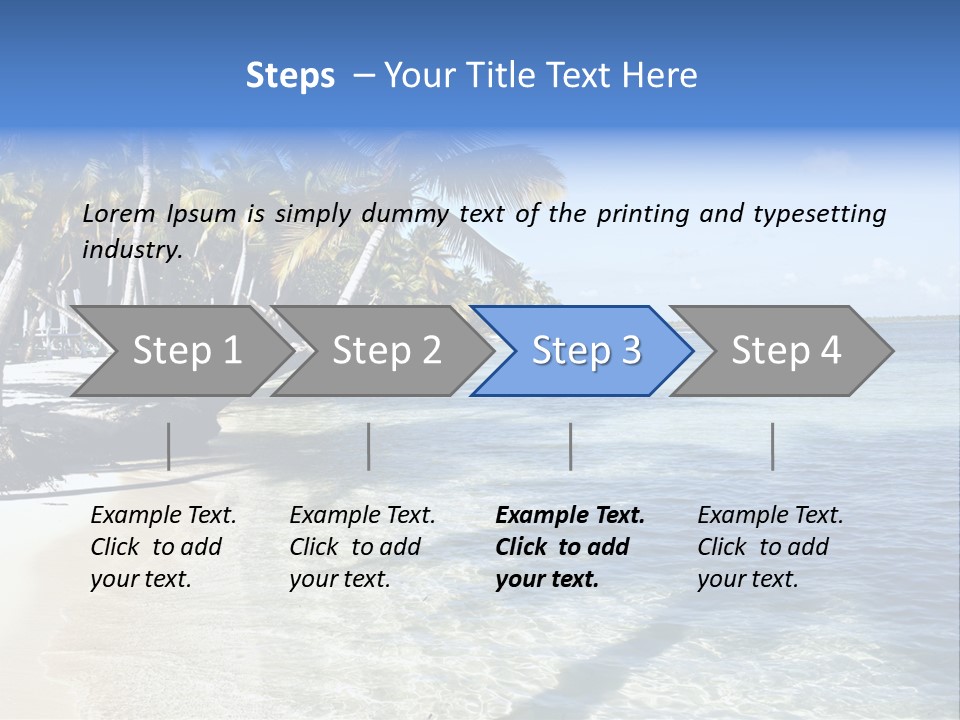 A Sandy Beach With Palm Trees And Water PowerPoint Template