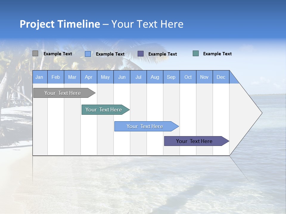 A Sandy Beach With Palm Trees And Water PowerPoint Template