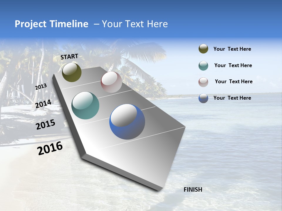 A Sandy Beach With Palm Trees And Water PowerPoint Template