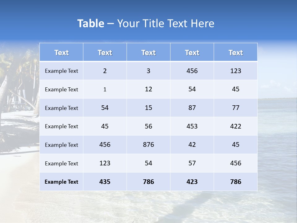 A Sandy Beach With Palm Trees And Water PowerPoint Template