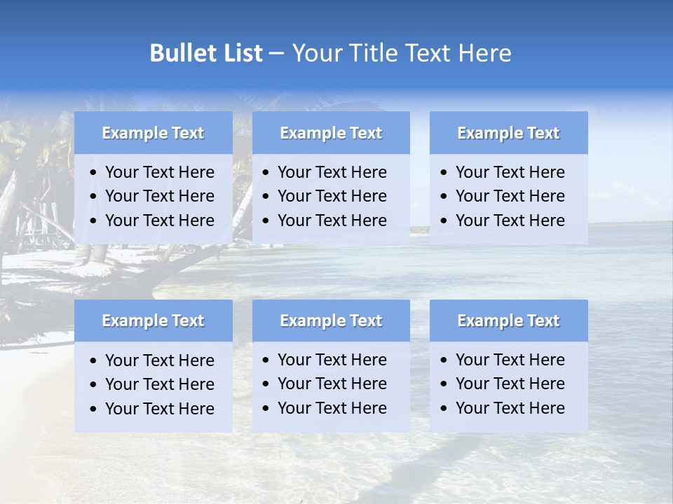 A Sandy Beach With Palm Trees And Water PowerPoint Template