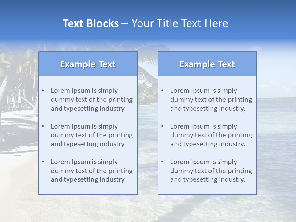 A Sandy Beach With Palm Trees And Water PowerPoint Template