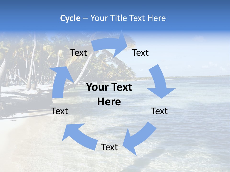 A Sandy Beach With Palm Trees And Water PowerPoint Template