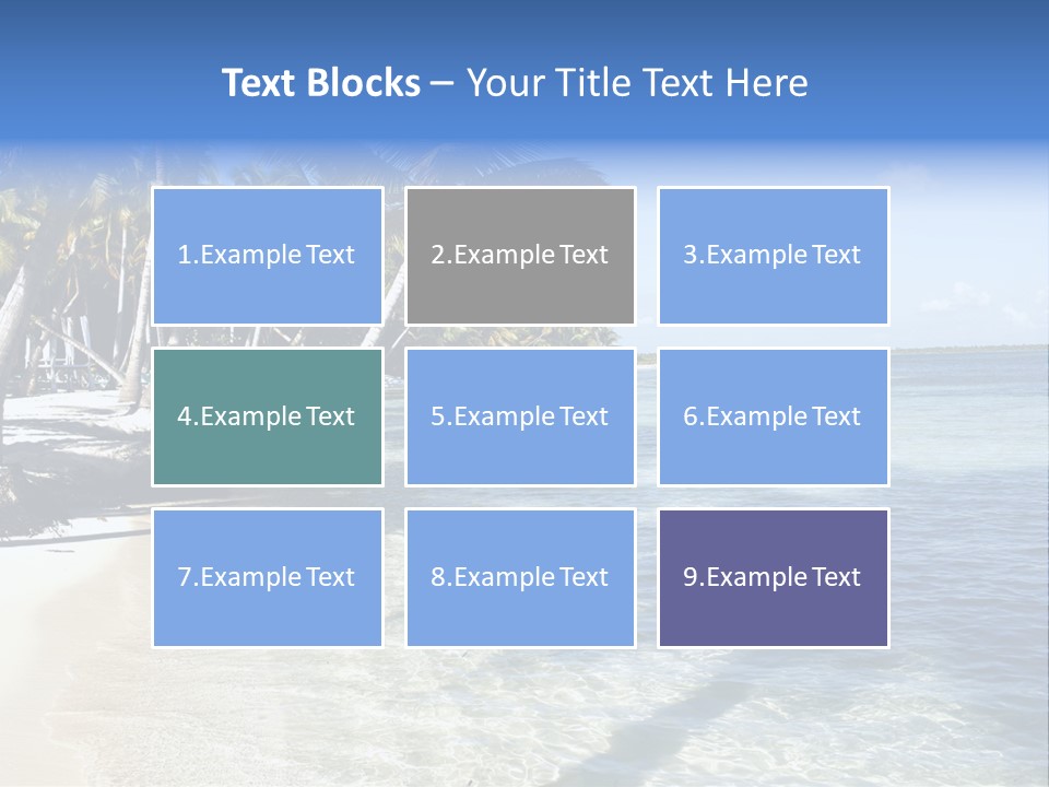 A Sandy Beach With Palm Trees And Water PowerPoint Template