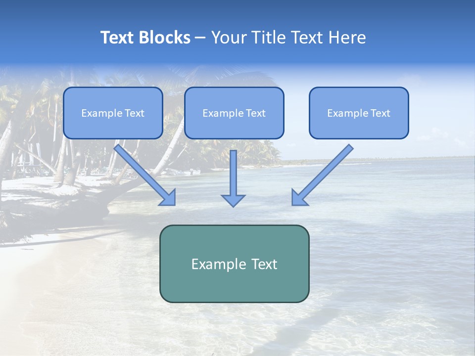 A Sandy Beach With Palm Trees And Water PowerPoint Template