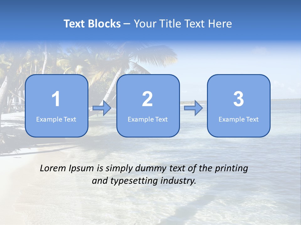 A Sandy Beach With Palm Trees And Water PowerPoint Template