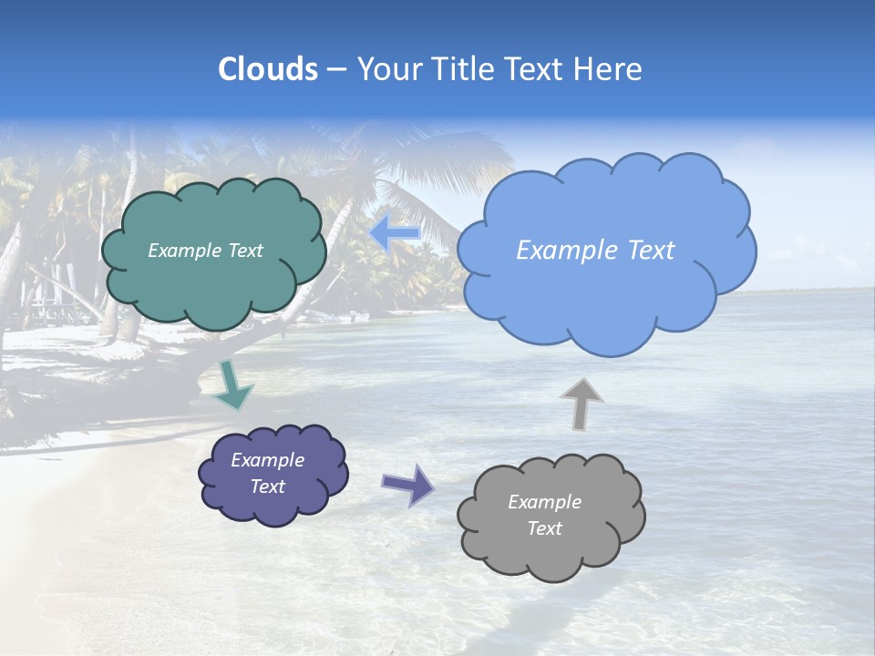 A Sandy Beach With Palm Trees And Water PowerPoint Template