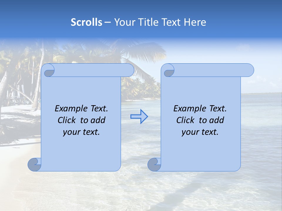 A Sandy Beach With Palm Trees And Water PowerPoint Template