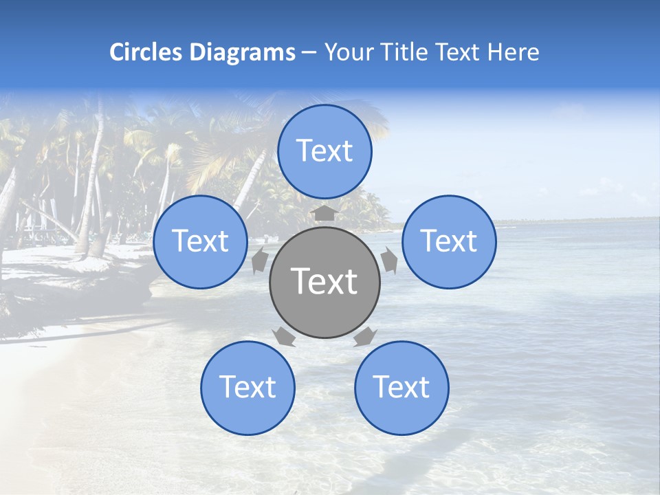 A Sandy Beach With Palm Trees And Water PowerPoint Template