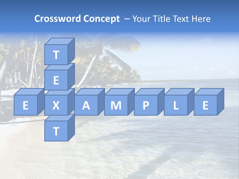 A Sandy Beach With Palm Trees And Water PowerPoint Template