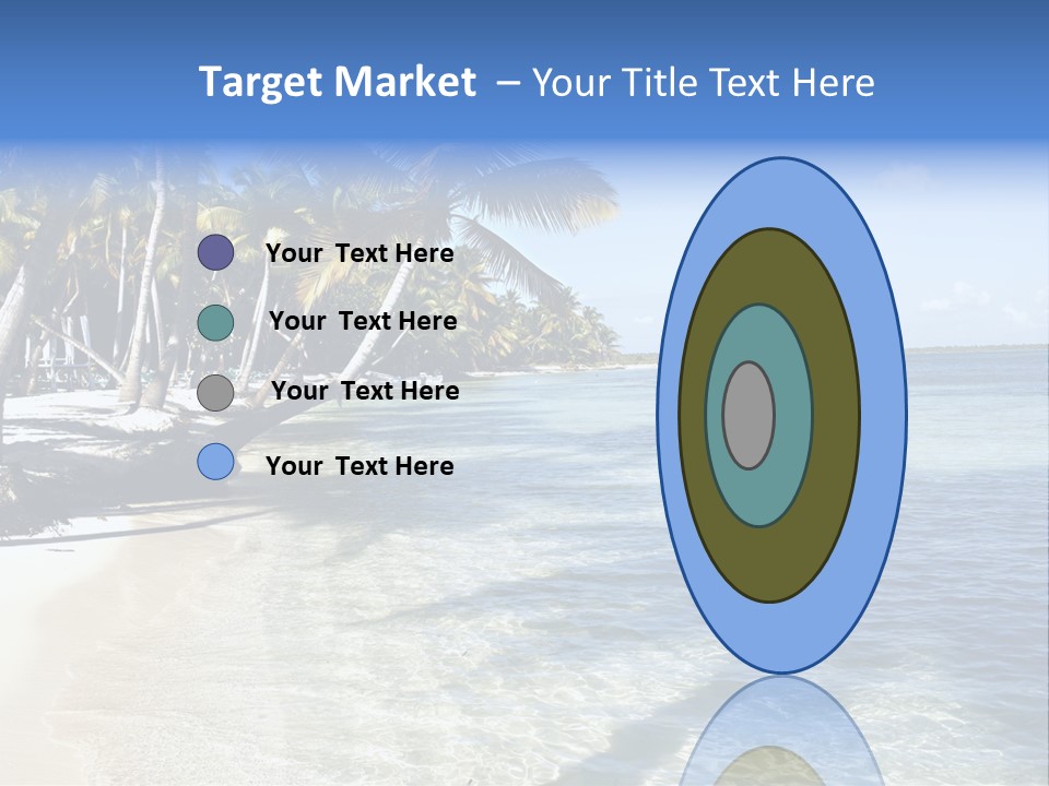 A Sandy Beach With Palm Trees And Water PowerPoint Template