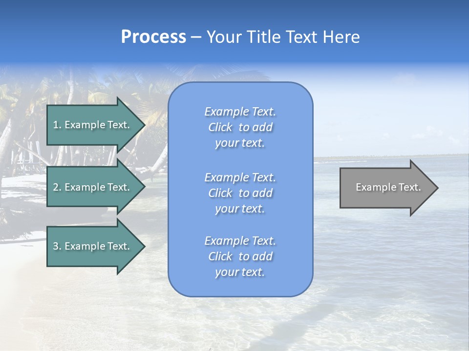 A Sandy Beach With Palm Trees And Water PowerPoint Template