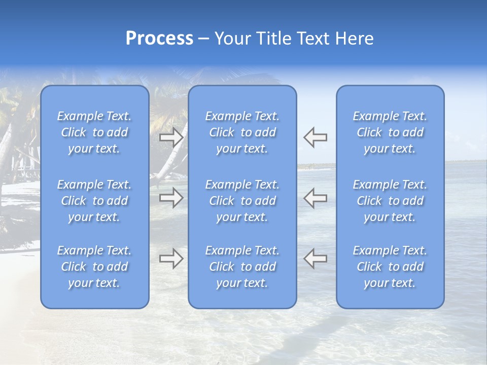 A Sandy Beach With Palm Trees And Water PowerPoint Template