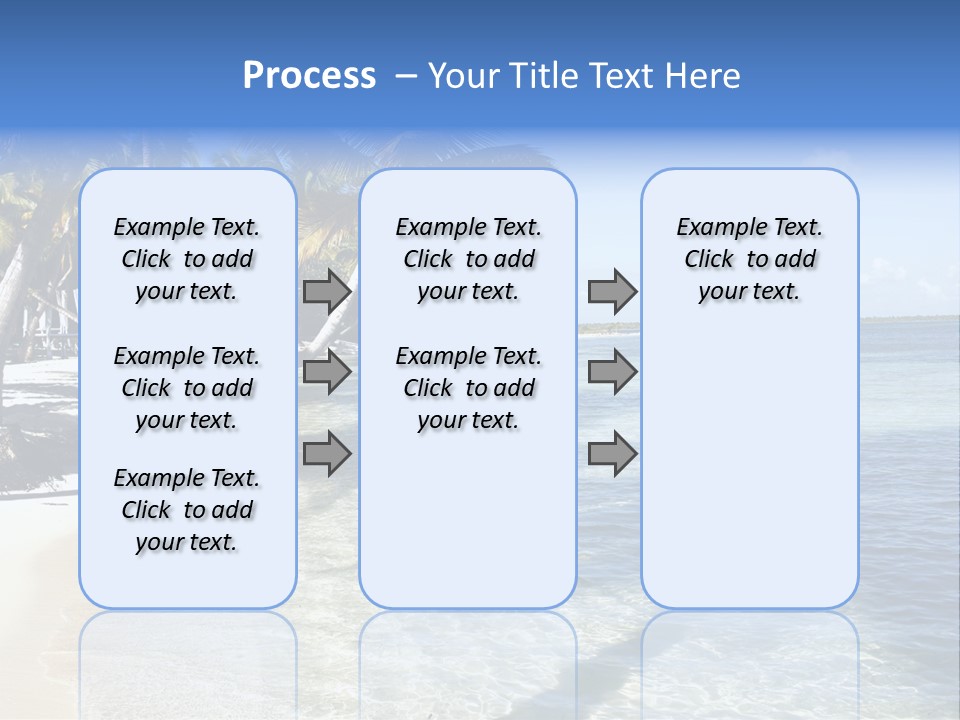 A Sandy Beach With Palm Trees And Water PowerPoint Template