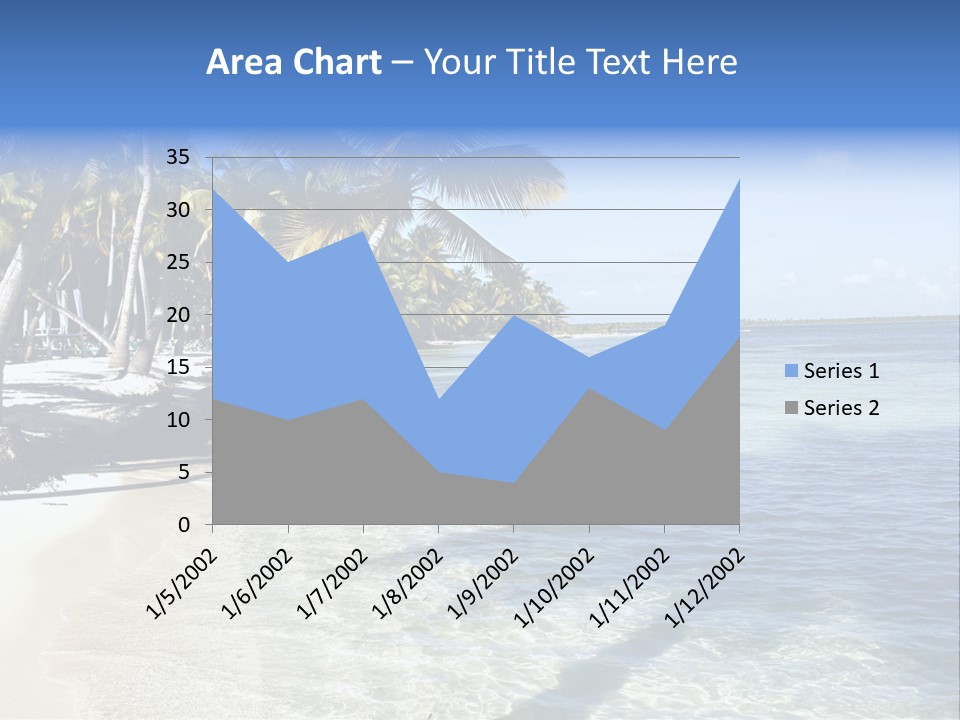 A Sandy Beach With Palm Trees And Water PowerPoint Template