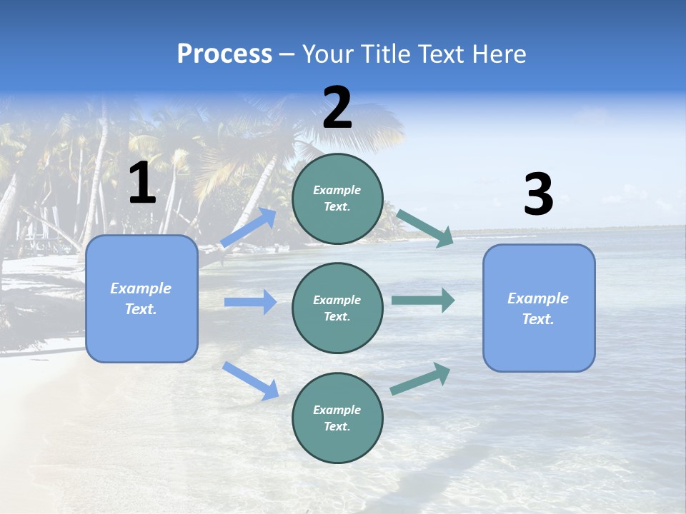 A Sandy Beach With Palm Trees And Water PowerPoint Template
