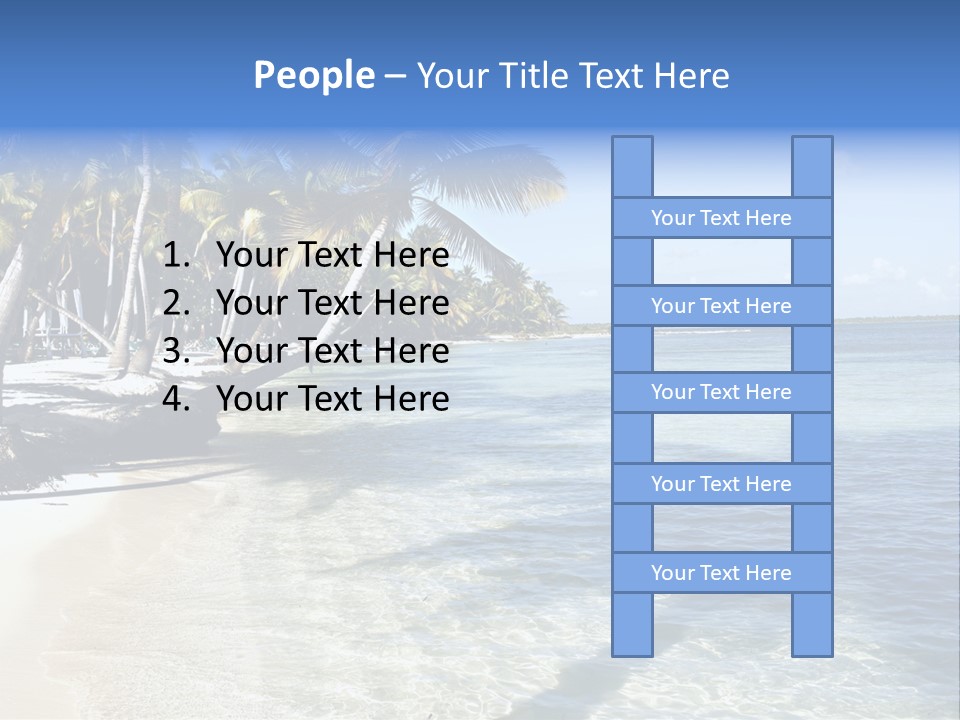 A Sandy Beach With Palm Trees And Water PowerPoint Template