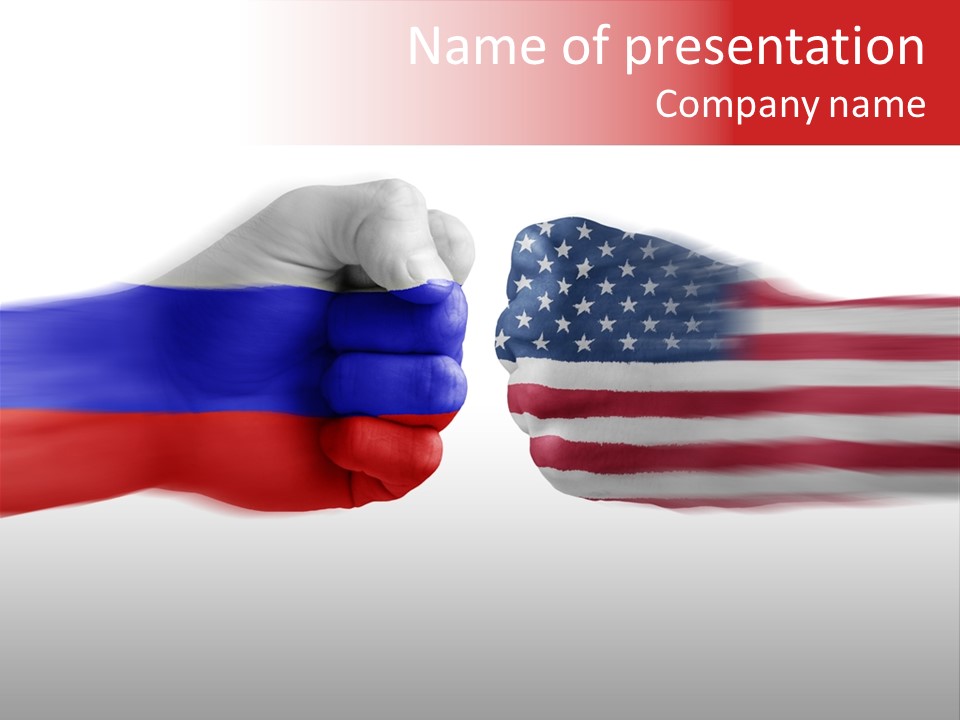 Russia Vs Usa Flag World PowerPoint Template
