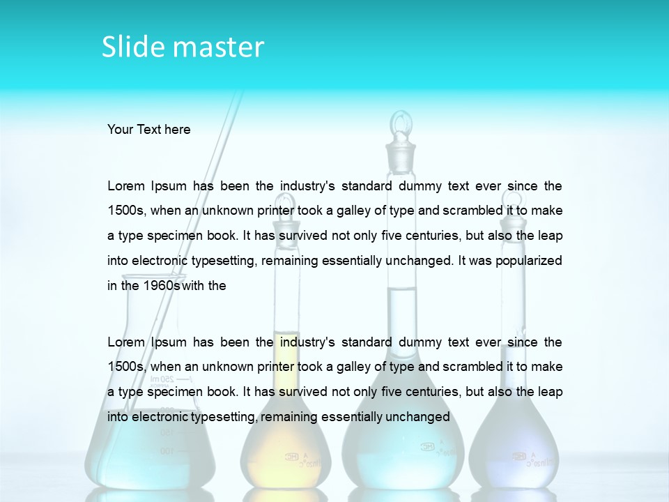 A Group Of Flasks And Beakles With Liquid In Them PowerPoint Template