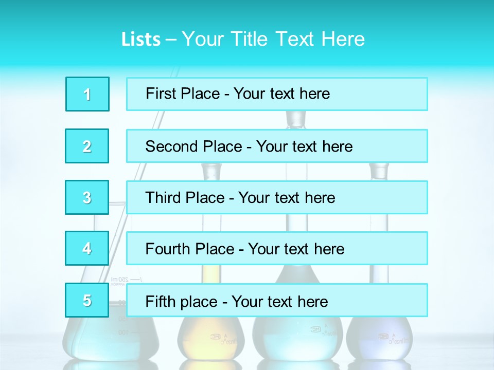 A Group Of Flasks And Beakles With Liquid In Them PowerPoint Template