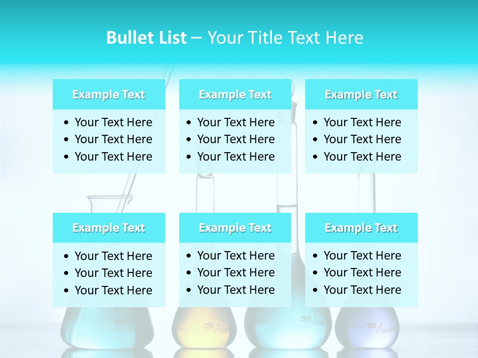 A Group Of Flasks And Beakles With Liquid In Them PowerPoint Template