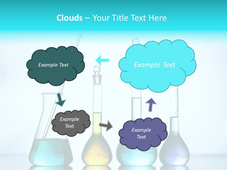 A Group Of Flasks And Beakles With Liquid In Them PowerPoint Template
