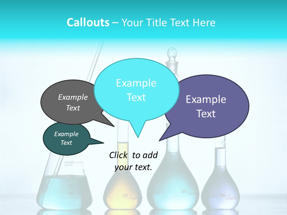 A Group Of Flasks And Beakles With Liquid In Them PowerPoint Template