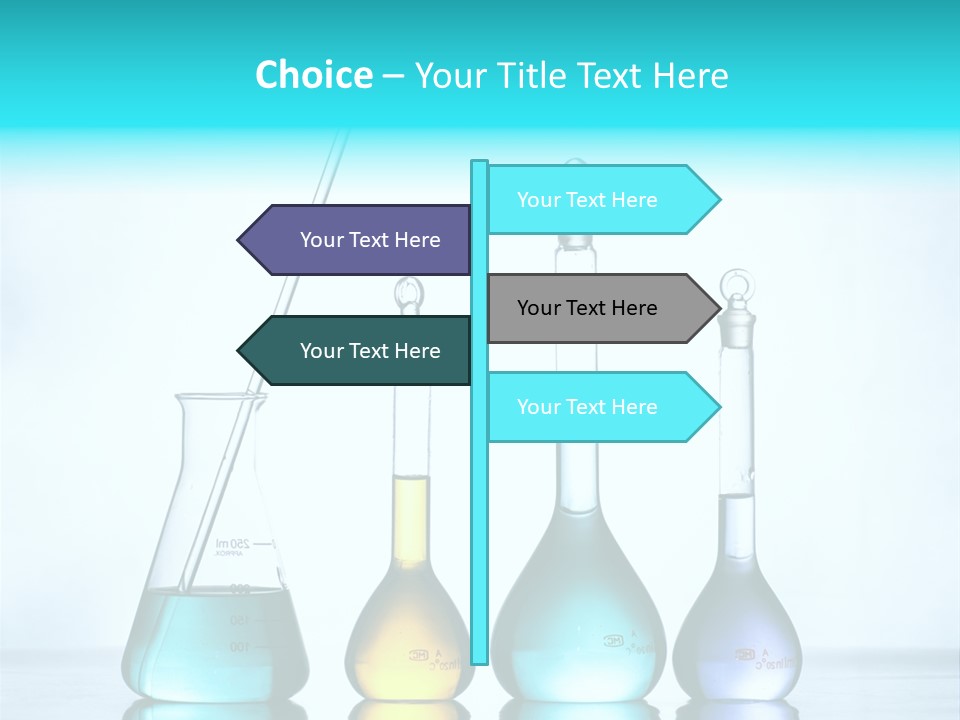 A Group Of Flasks And Beakles With Liquid In Them PowerPoint Template