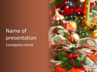 Christmas Gift Gift Box PowerPoint Template