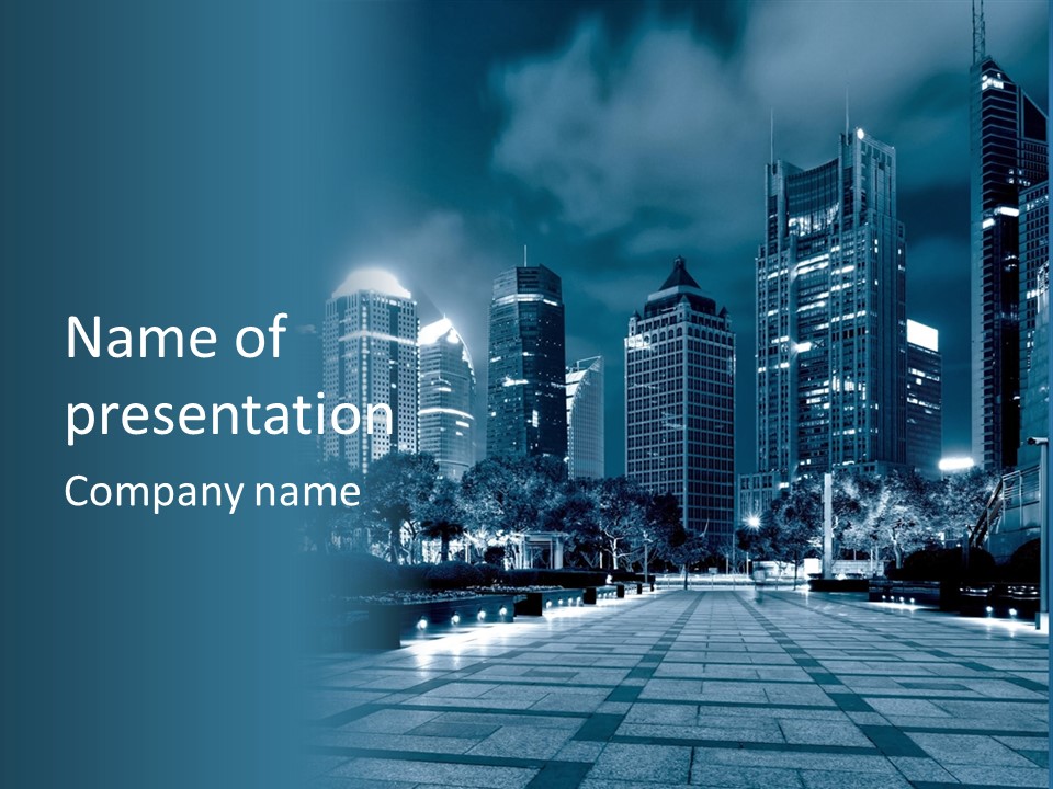 A City At Night Powerpoint Presentation Template PowerPoint Template