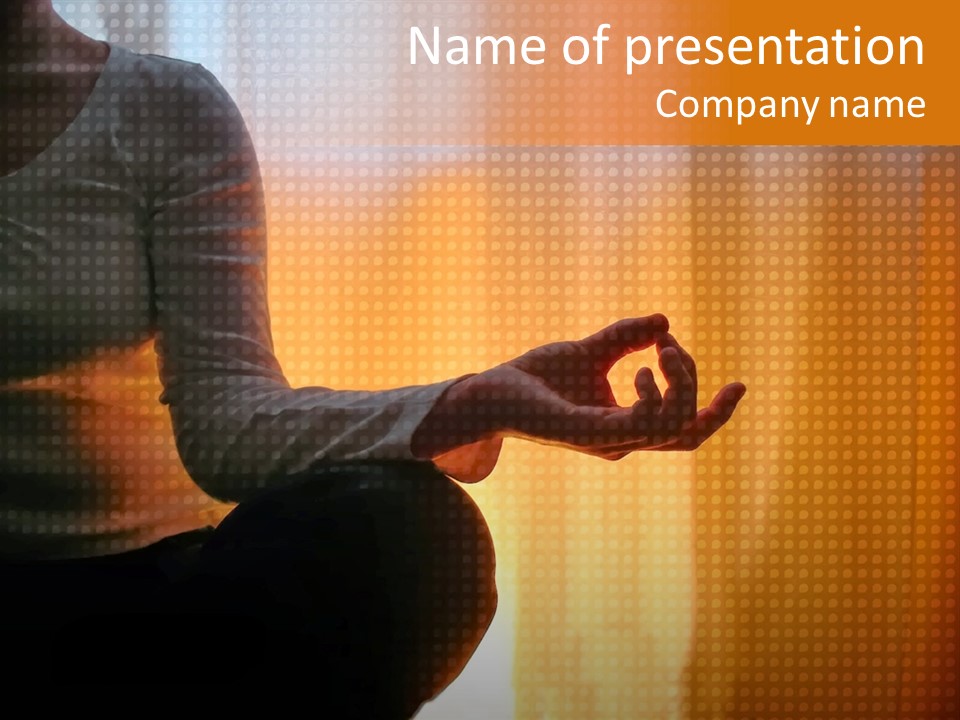 A Woman Sitting In A Yoga Position With Her Hands In The Air PowerPoint Template