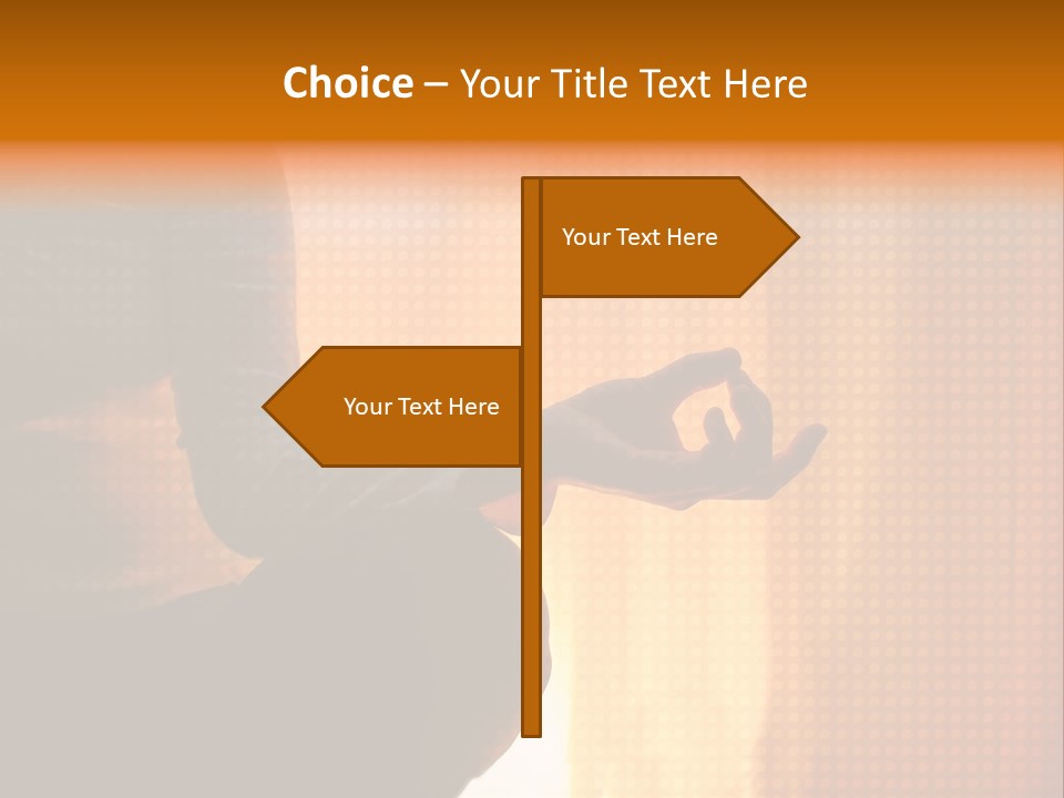 A Woman Sitting In A Yoga Position With Her Hands In The Air PowerPoint Template