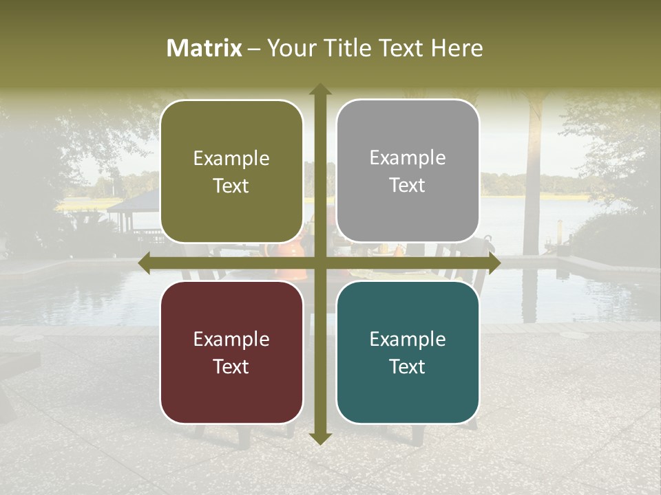 A Table With Chairs Near A Swimming Pool PowerPoint Template