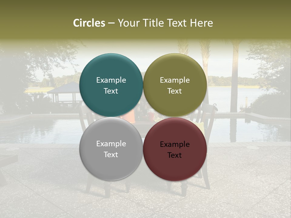 A Table With Chairs Near A Swimming Pool PowerPoint Template