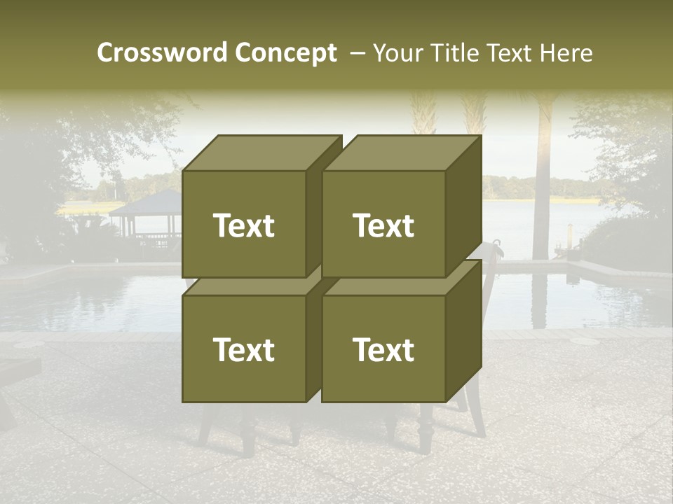 A Table With Chairs Near A Swimming Pool PowerPoint Template