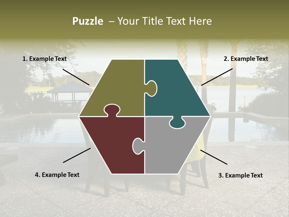 A Table With Chairs Near A Swimming Pool PowerPoint Template
