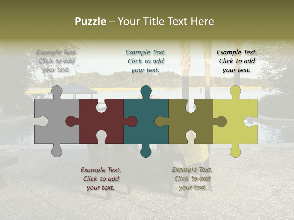 A Table With Chairs Near A Swimming Pool PowerPoint Template