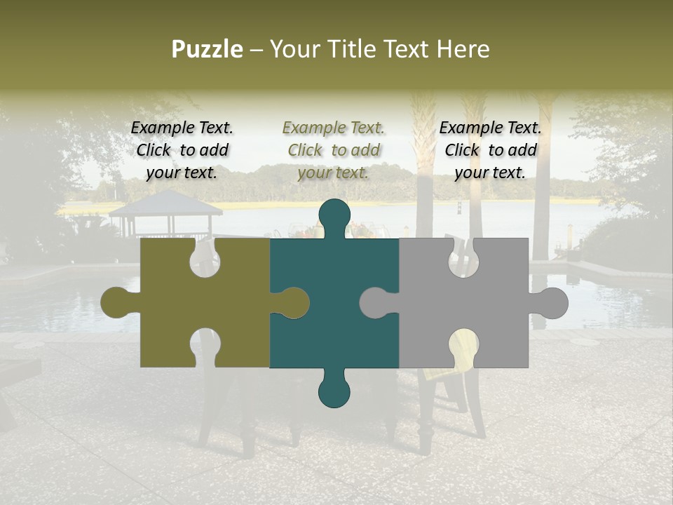 A Table With Chairs Near A Swimming Pool PowerPoint Template