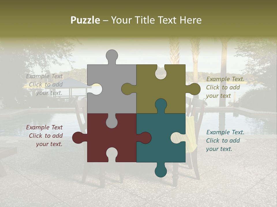 A Table With Chairs Near A Swimming Pool PowerPoint Template