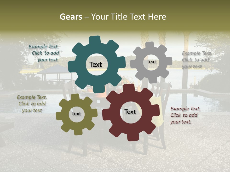 A Table With Chairs Near A Swimming Pool PowerPoint Template