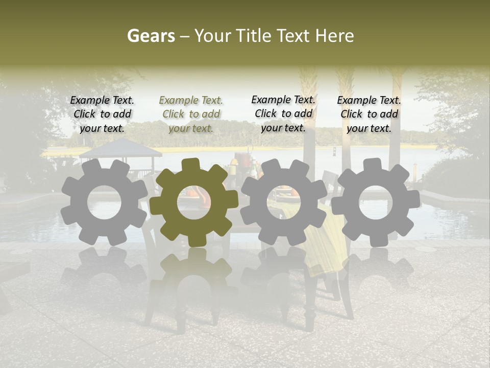 A Table With Chairs Near A Swimming Pool PowerPoint Template