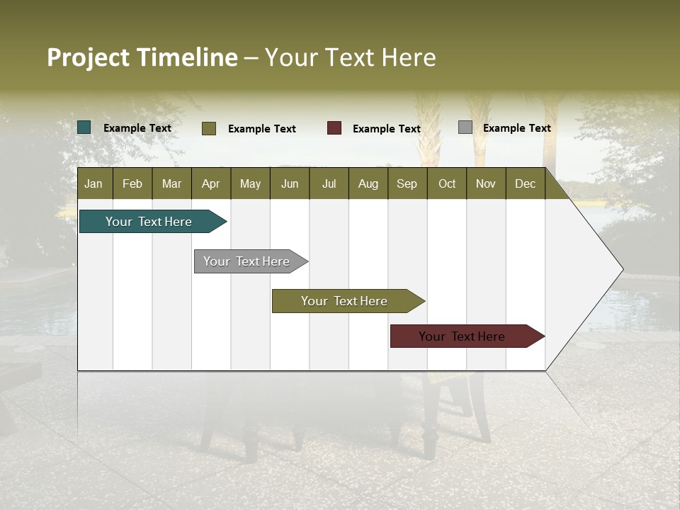 A Table With Chairs Near A Swimming Pool PowerPoint Template