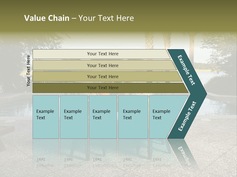 A Table With Chairs Near A Swimming Pool PowerPoint Template