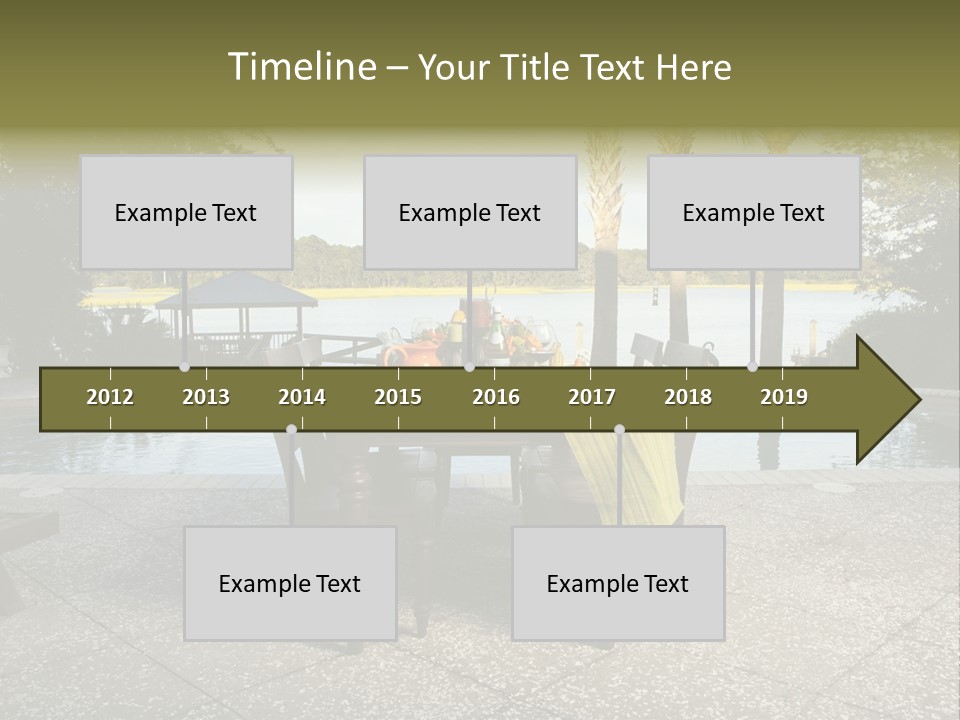 A Table With Chairs Near A Swimming Pool PowerPoint Template